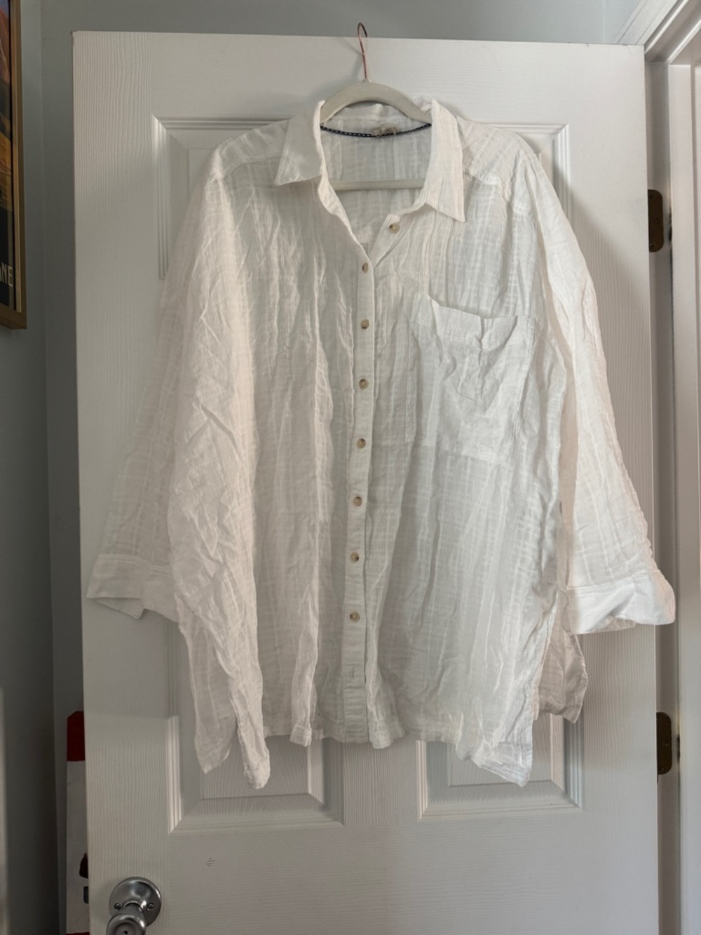 Pilcro White Textured Button-Front Top